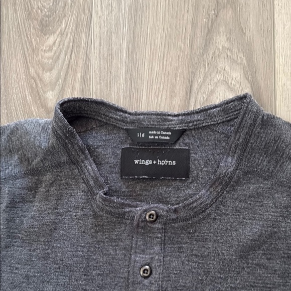 Wings+Horns 1x1 Slub Henley s/s - Picture 2 of 5